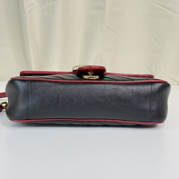 Gucci Black Leather Medium Marmont Flap Shoulder Bag - Picture 5 of 8